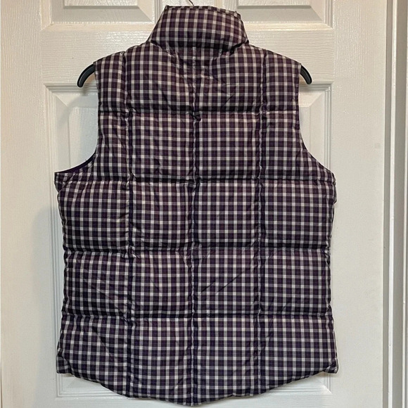 Lands End Purple Plaid Down Feather Puffer Vest Gorpcore Outdoors Layering Med - Picture 2 of 6